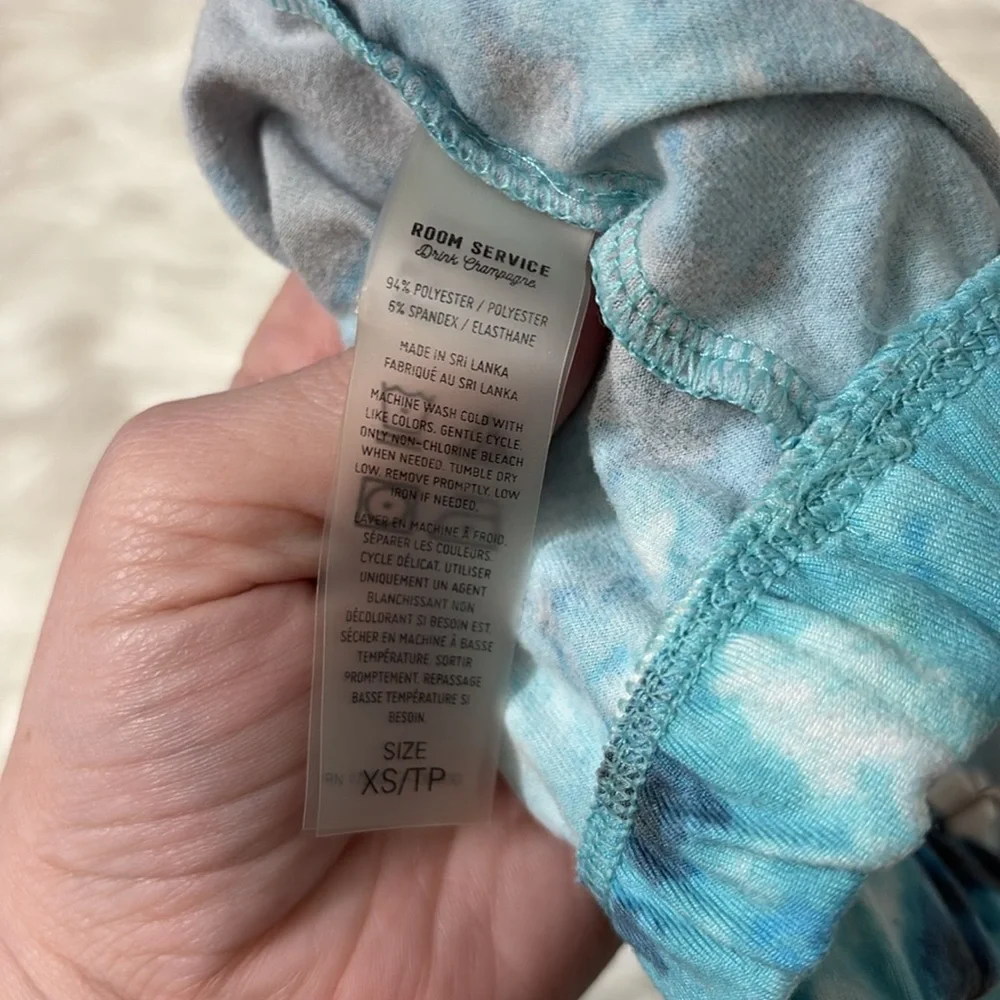 NWT Room Service Multi Blue Tie Dye Pajama Top Size XS